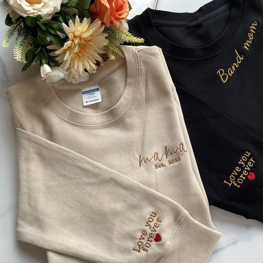 Personalized Embroidered EST Mom Sweatshirt