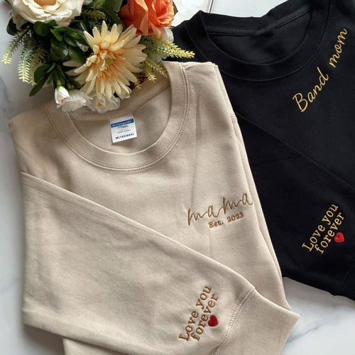 Personalized Embroidered EST Mom Sweatshirt