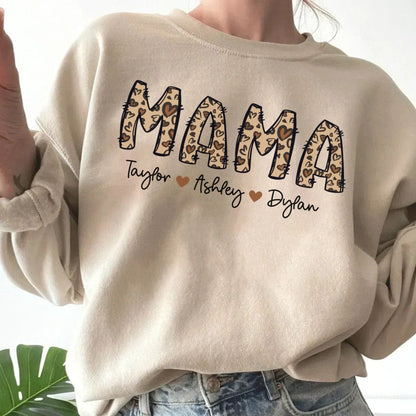 Custom Leopard  Mama Shirt with Names