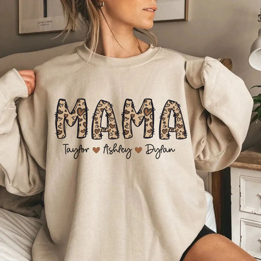 Custom Leopard  Mama Shirt with Names