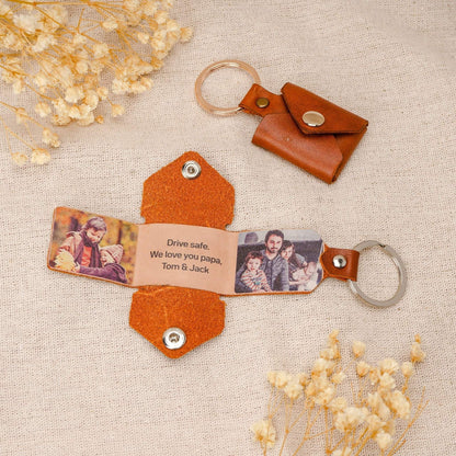 Personalized Photo Leather Envelope Keyring