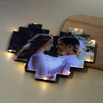 Custom Heart Shape Photo Collage Lamp with Your Photos