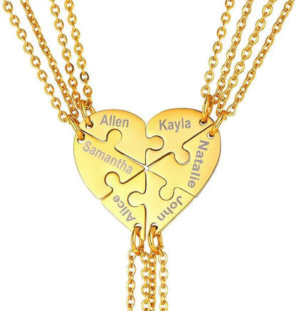 Personalized Heart Pendant Puzzle Necklace