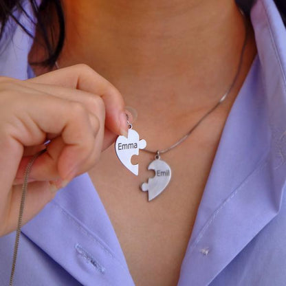 Personalized Heart Pendant Puzzle Necklace