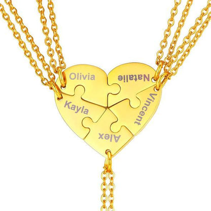Personalized Heart Pendant Puzzle Necklace