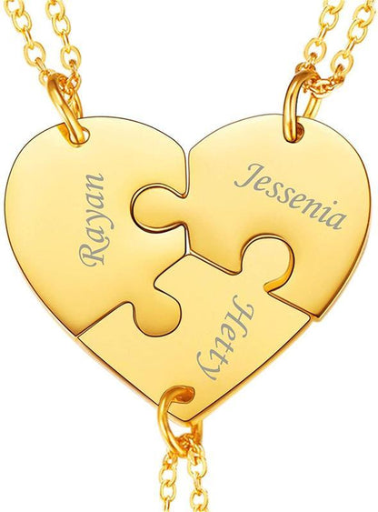 Personalized Heart Pendant Puzzle Necklace