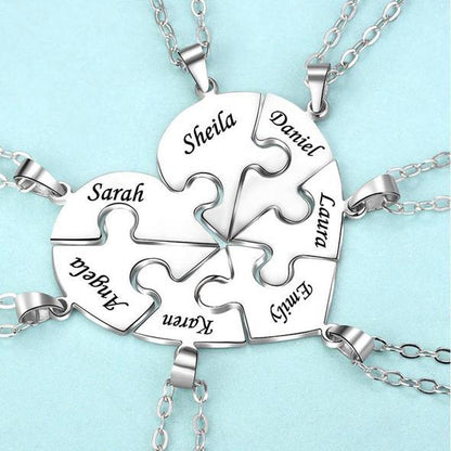 Personalized Heart Pendant Puzzle Necklace
