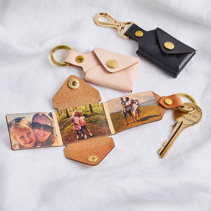 Personalized Photo Leather Envelope Keyring