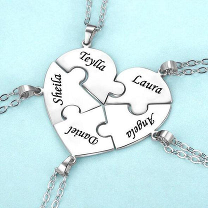Personalized Heart Pendant Puzzle Necklace
