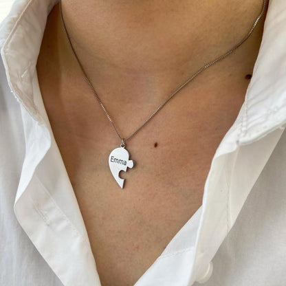Personalized Heart Pendant Puzzle Necklace