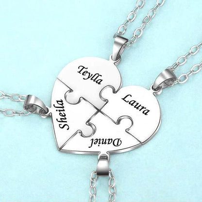 Personalized Heart Pendant Puzzle Necklace