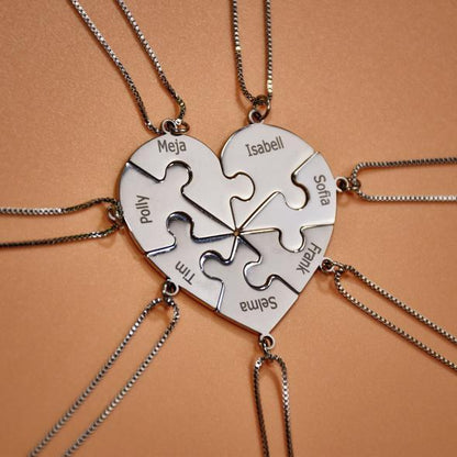 Personalized Heart Pendant Puzzle Necklace